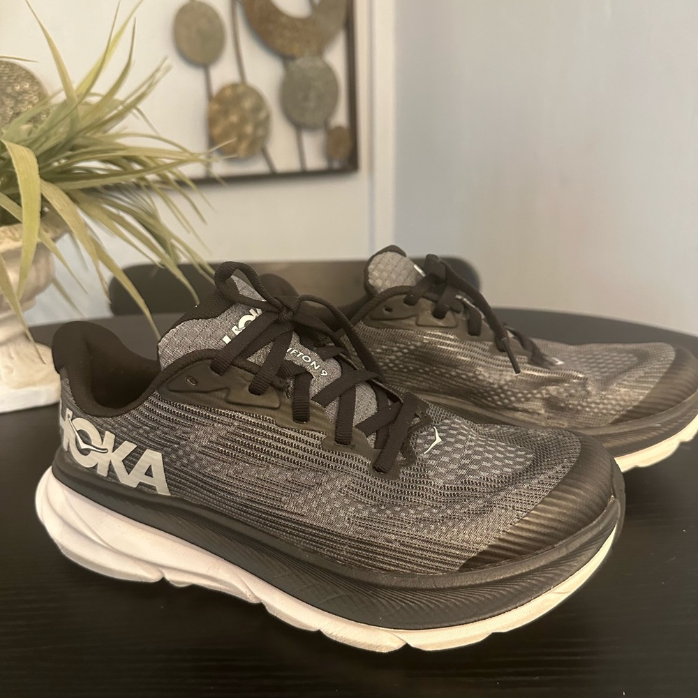 Hoka Gray and Black Women's Running Sneakers